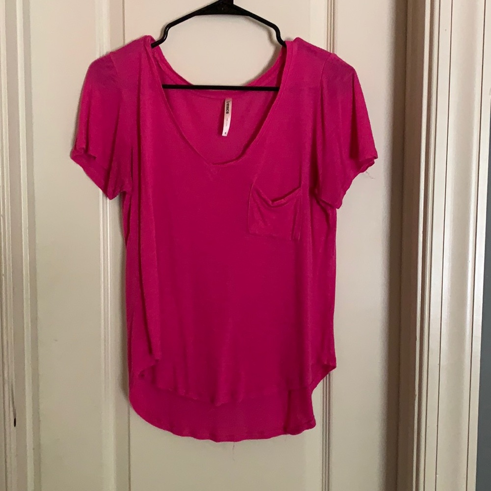 pink flowy shirt